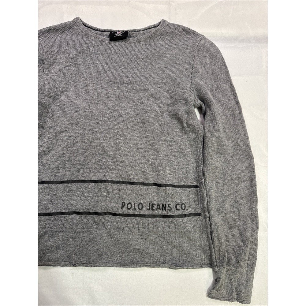 Vintage Polo Jeans Co Ralph Lauren Gray Knit Sweater Womens Small Y2K Cotton - Picture 2 of 5